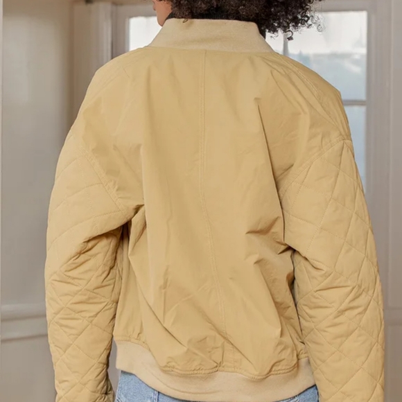 Emory Park bomber jacket size S Beige Gold Zip Front Coat Pockets - Picture 9 of 13